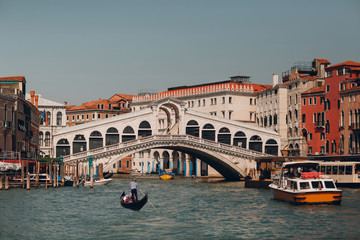 Fototapeta na wymiar Rialto Bridge and Grand Canal in Venice, Italy