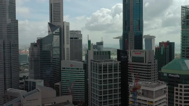 singapore city day time downtown bay view aerial panorama 4k 