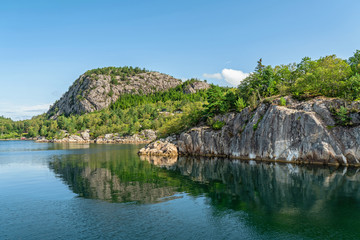 Fototapeta na wymiar Lysefjord sea mountain rock view, Norway.