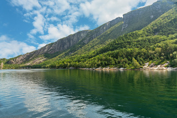 Naklejka na ściany i meble Norwegian fjords se mountain view, Norway