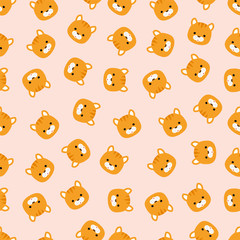 Pink seamless pattern with cat heads