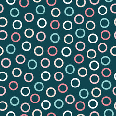 Blue seamless pattern with colorful circles