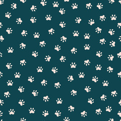 Fototapeta na wymiar Seamless pattern with cute cat paws