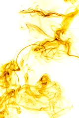 Yellow smoke on white background