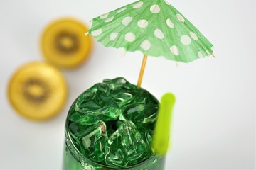 glass of juice and flowers