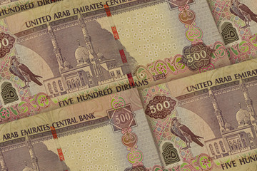 United Arab Emirates dirhams background. 500 AED pattern