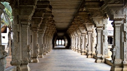 Indian Temple Corridor with countless Pillars