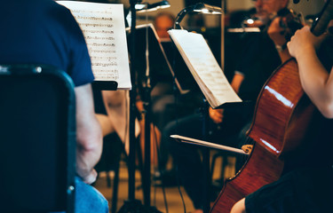 Classical musicians at rehearsal