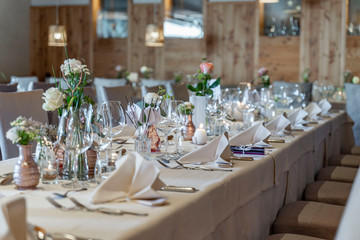  decorated wedding tables with flowers 