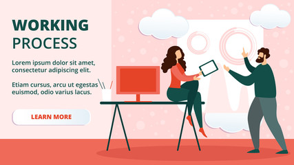 Business Man and Woman Discussion, Team in Office