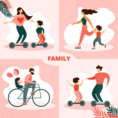 Happy Family Sports Activity, Leisure Spare Time