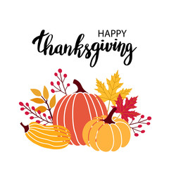 Invitation with pumpkins and leaves.