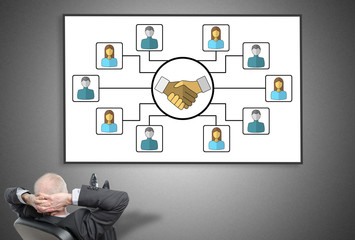 Businessman looking at collaboration concept