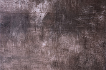 Abstract dark brown grunge texture with scratches, copy space. Banner. Concrete texture, stone background