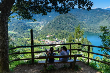 Two girls admire the view from Mount Straza Bled.