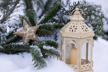 Winter Still Life With Lantern