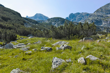 Fototapeta na wymiar Landscape from trail for Scary Lake, Rila Mountain, Bulgaria