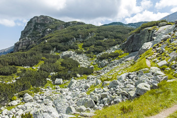 Landscape from trail for Scary Lake, Rila Mountain, Bulgaria
