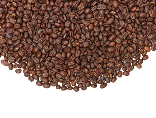 Coffee beans isolated on white background. Each bean have to clipping path on white background
