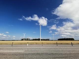 Wind farm by Sweden highway