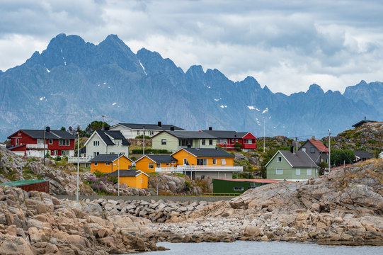 Wood house region on Skrova island near Lofoten.