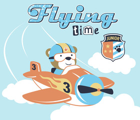 vector cartoon of plane with cute pilot