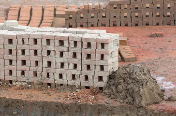 Mud bricks factory in Madagascar