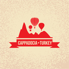 Cappadocia, Turkey detailed silhouette. Trendy vector illustration, flat style. Stylish colorful landmarks. The concept for a web banner. Business icon