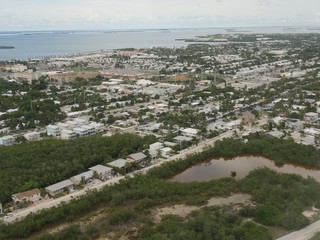 Fototapeta na wymiar Aerial view of Key West, Florida, seen from an airplane window