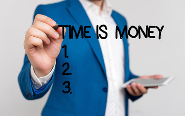 Conceptual hand writing showing Time Is Money. Concept meaning time is a valuable resource Do...