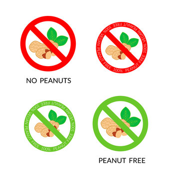 Peanut Free And No Peanuts Warning Signs, Allergy Free Stickers