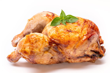 chicken flip and vegetables on white background