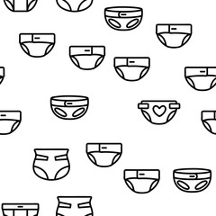 Baby Absorbent Diapers Vector Seamless Pattern Contour Illustration