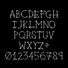 Obraz premium Halloween bone alphabet font letters and numbers. 3D Rendering