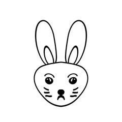 Hand drawing Rabbit head,  animal cartoon