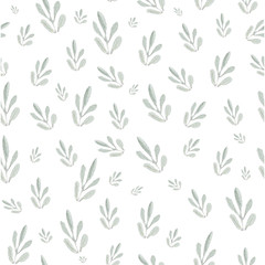 Green watercolor leaves on a seamless background