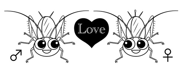 コオロギ オスとメス キャラクター イラスト クリップアート