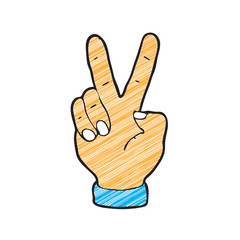 digitally drawn illustration greetings two fingers design. hand drawing shaded style