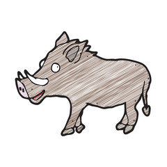 digitally drawn illustration wild boar design. hand drawing shaded style