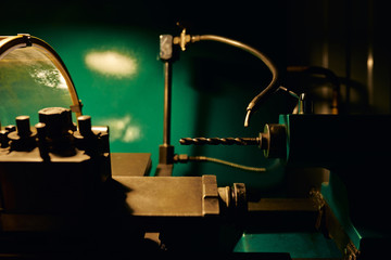 Lathe for processing metal parts. High-tech manufacturing process.