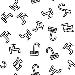 Obraz premium Different Faucet Seamless Pattern Vector. Contour Illustration