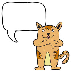 digitally drawn illustration cat and speech bubble design. hand drawing style