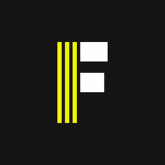 Yellow Lines Geometric Vector Logo Letter F