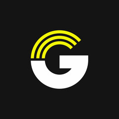 Yellow Lines Geometric Vector Logo Letter G