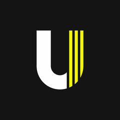 Yellow Lines Geometric Vector Logo Letter U © Robert Goudappel