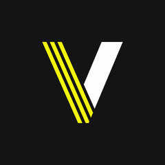 Yellow Lines Geometric Vector Logo Letter V