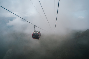 Cable Car way to mountain Fatasyl park, Ba na hill, Vietnam.