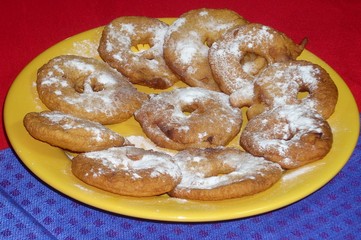 Belgian cuisine fried apples in fat in the dough