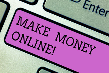 Writing note showing Make Money Online. Business photo showcasing obtain cash earning it or by...