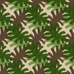 Seamless summer abstract tropical background. Used bright colors: green, beige and brown . Perfect for printing fabric, cover, packaging, interior. Editable vector